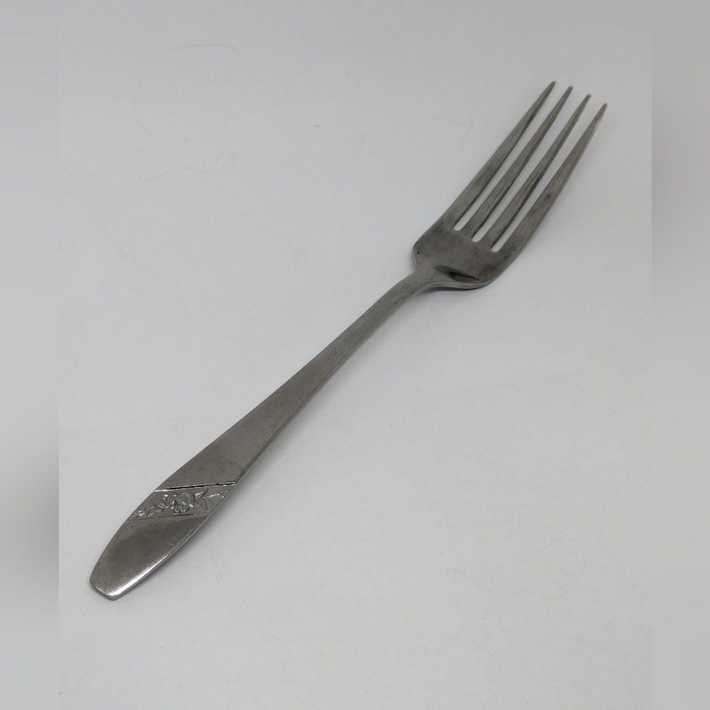 CI Stainless Japan Single Dinner Fork 7 1/4" Floral Handle Vintage Cutlery